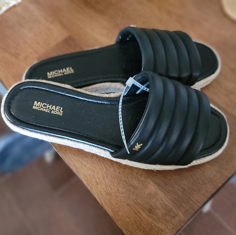 Michael Kors Black Espadrille Shoes with Quilted Straps